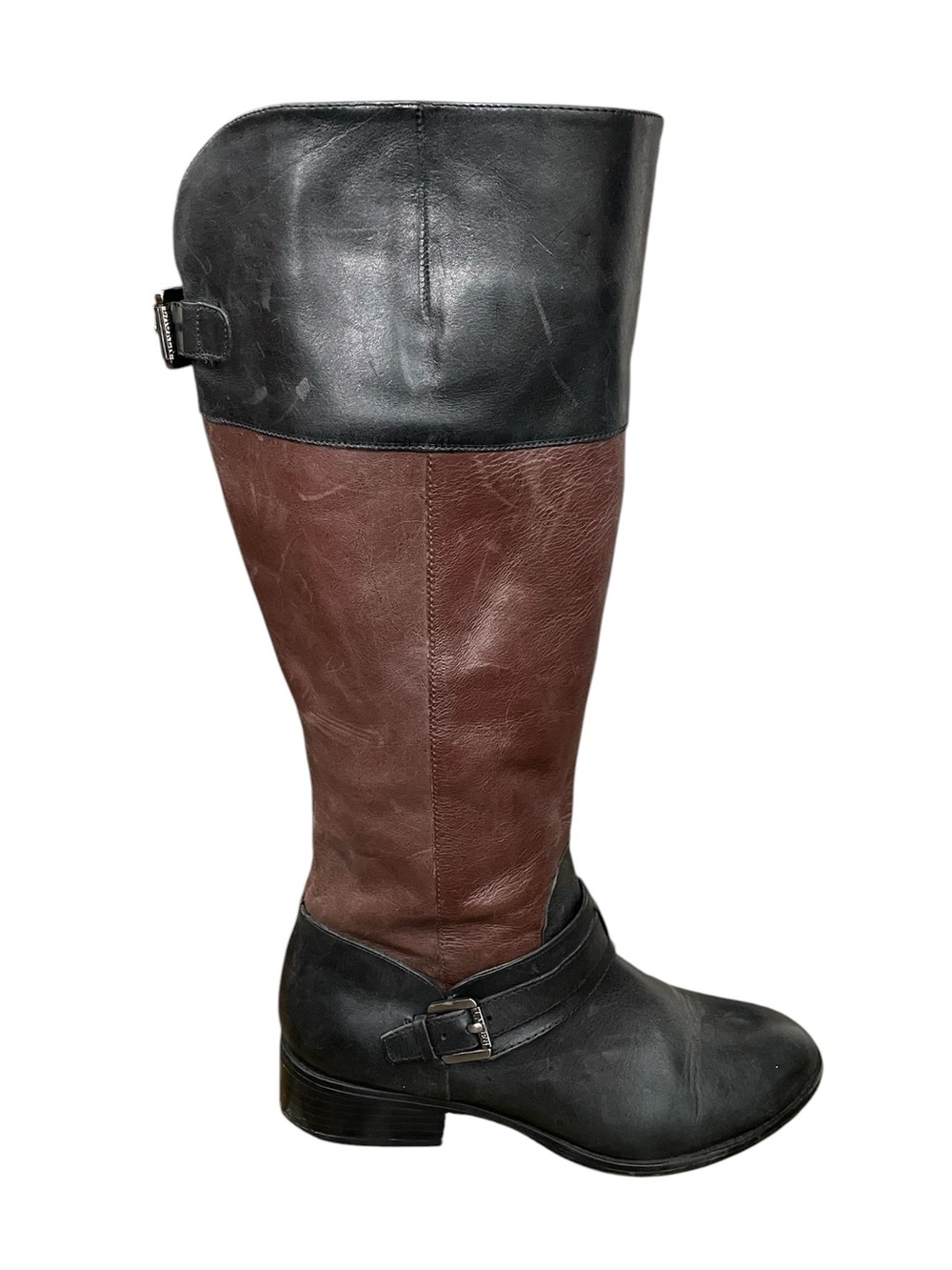 Lauren Ralph Lauren Maritza Two-Tone Leather Riding Boots Black Brown 6